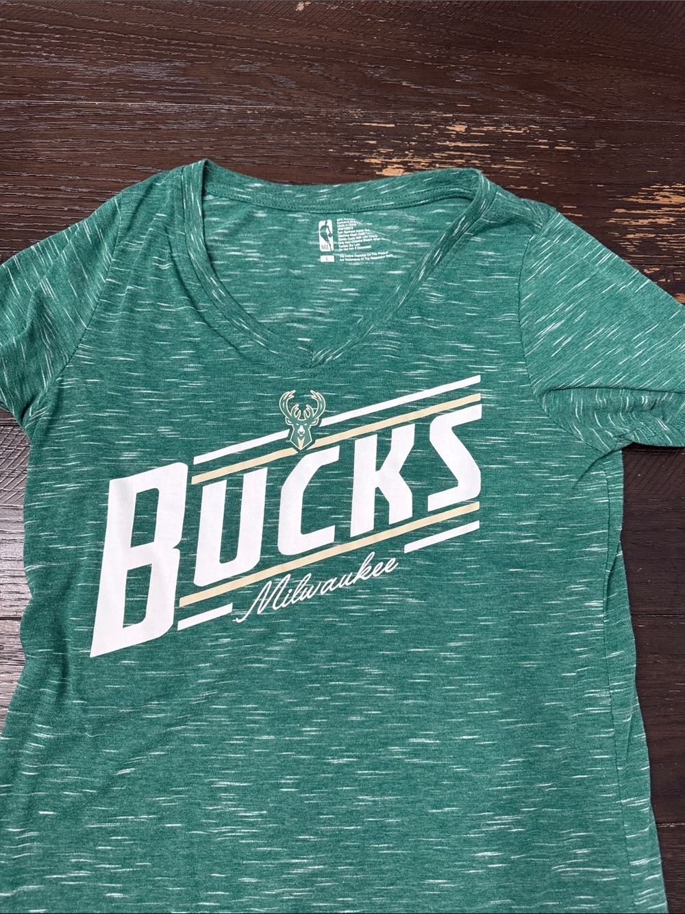 Milwaukee Bucks Green Graphic V-Neck Tee